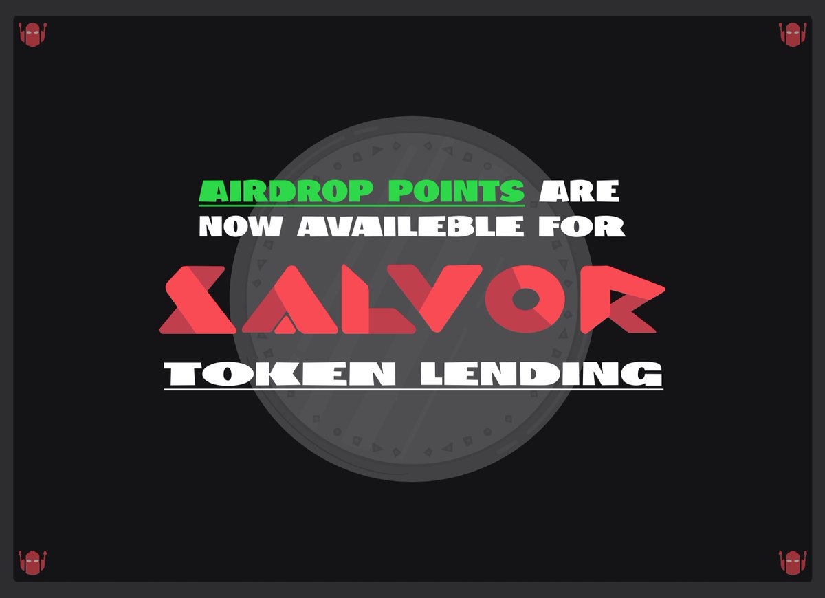 salvor_io's tweet photo. Salvor Token Lending is now eligible for airdrop points🤖🤖

Place loan offers on tokens and earn points. To earn airdrop points:

✅Loan offers must have a min of 40% Loan-to-Value (LTV) ratio to be counted.
✅Your offer must be at least 10 AVAX.
✅Payback duration of your offer must be at least 5 days.
✅APY for your offer must not exceed 120%.
✅Your loan offers must remain valid for at least half an hour.
✅Token Lending Points are updated every 30 minutes. ✅Offers with higher LTV ratios earn more points.

You can find more information down below ⤵️
https://t.co/R4gAQiKzt3