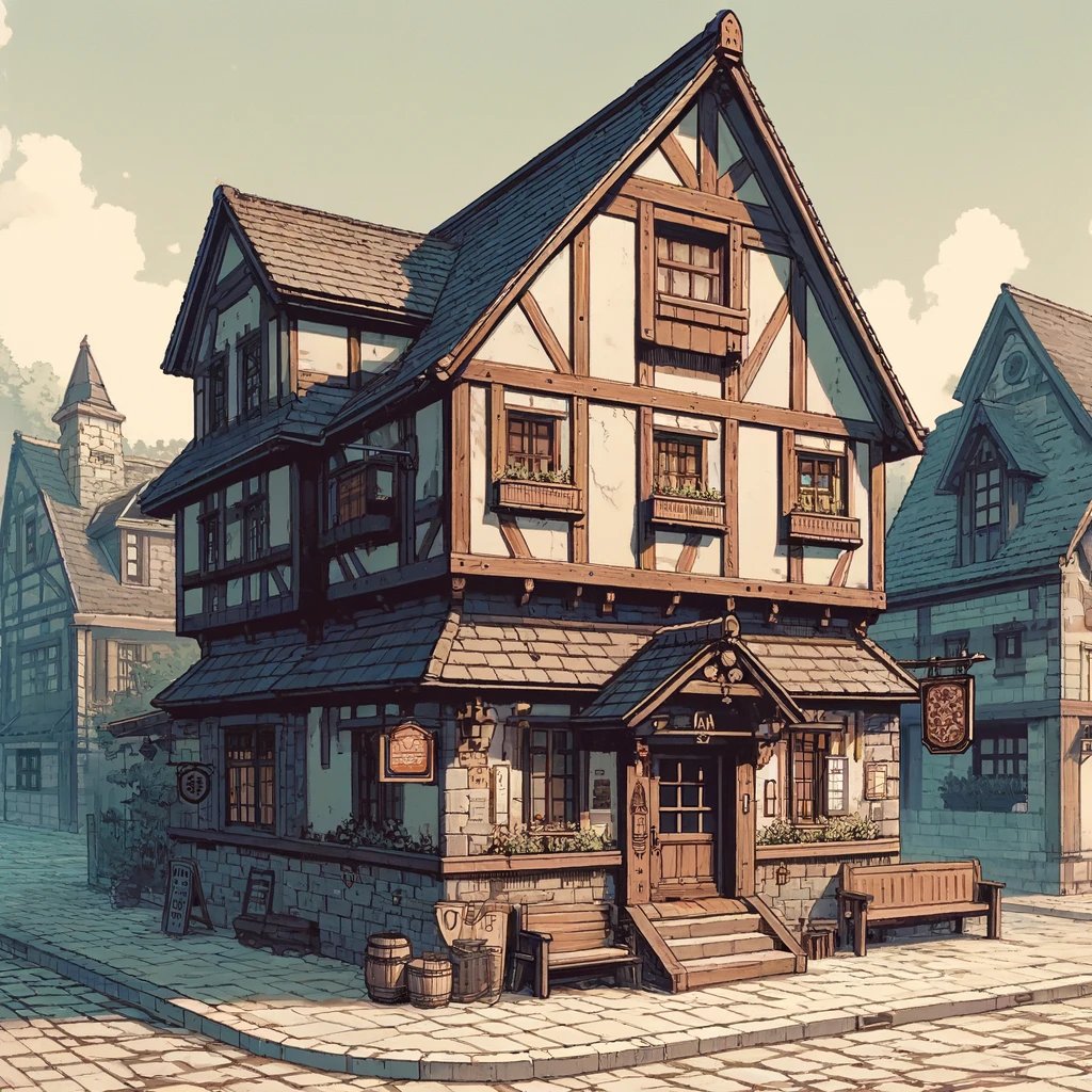 DMChroniclesAI's tweet image. The first stop in a new town is the Inn. 
Do you go in?