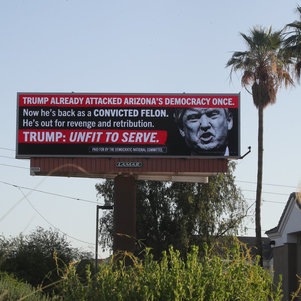 harrisonjaime's tweet photo. We’re letting voters in Arizona know that Trump is a convicted felon who is unfit to serve our nation. https://t.co/drAod0IQ1G