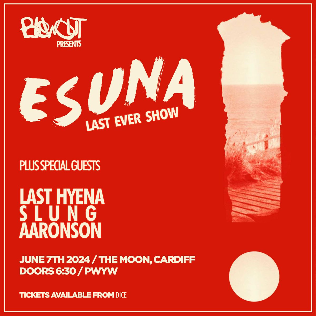 TheMoonCardiff's tweet image. Set times for Esuna's last ever show! We're open 6.30pm and it's pay what you can. Stick around for a catch up after, we've got some great deals on and plenty of 0% options. See you all soon! x☀️

7.30pm AARONSON
8.20pm SLUNG
9.10pm LAST HYENA
10.10pm ESUNA