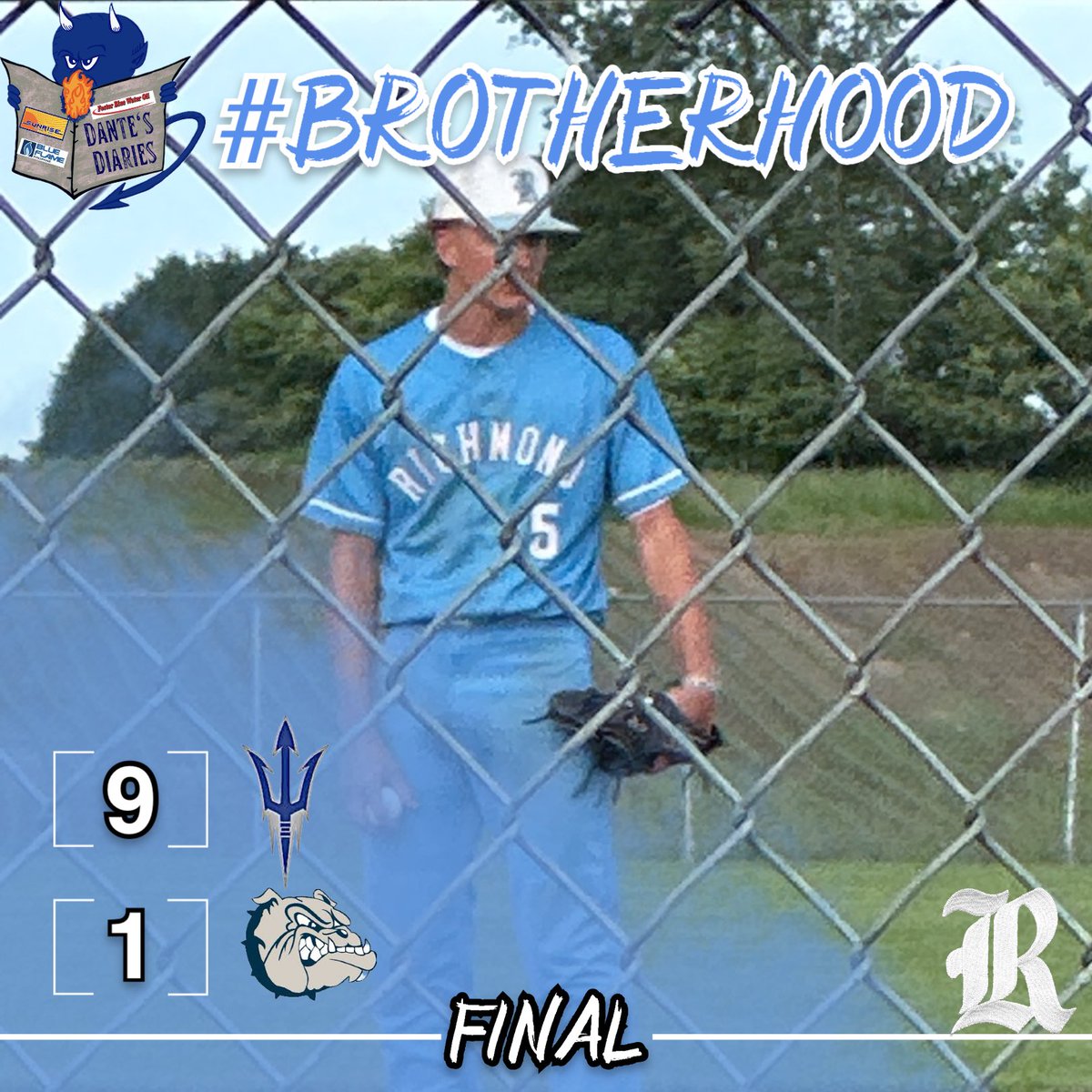ZachDantesDiary's tweet photo. ⚾️ Richmond takes care of Yale and will play in the Regional Championship this Saturday at Howell!! #BROTHERHOOD https://t.co/H5IV2JOkuv