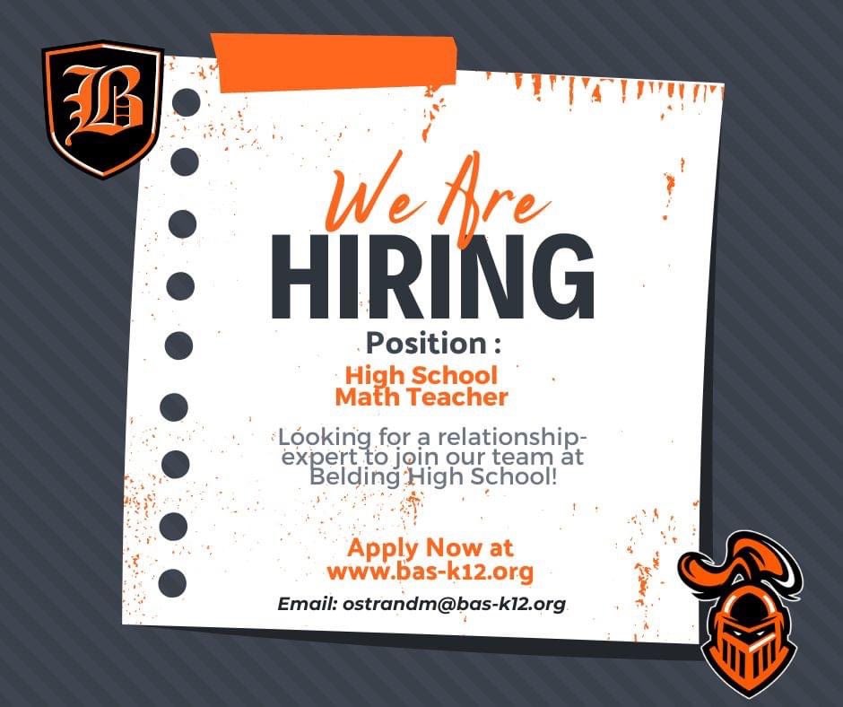 Education friends: Please help me find an excellent math teacher to join our team at Belding! R/T to spread the word!