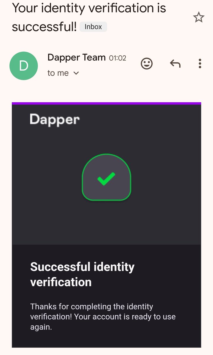 thisismarv28's tweet photo. What is this @dapperlabs @hellodapper ? I've been verified since 2022, so why am I receiving this email? And it says "Your account is ready to use again", what is that for? https://t.co/ZhcRN7mVeT