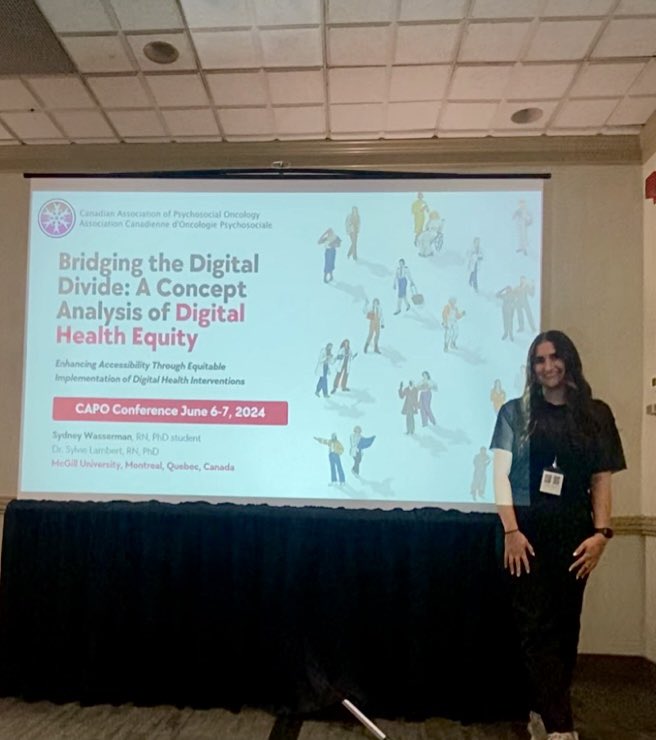 Grateful to have the opportunity to share my work Bridging the Digital Divide exploring the topic of Digital Health Equity at the Equity, Diversity and Inclusion session at today. What an amazing first day at the Canadian Association of Psychosocial Oncology conference #CAPO2024
