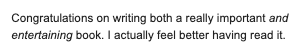 jathansadowski's tweet photo. I got the copyedits back for my manuscript and the book editor signed off with this note. Absolutely made my week. I'm so excited for people to get their hands on my next book! https://t.co/fNEcRhtmCs https://t.co/q8Cwhn26kF