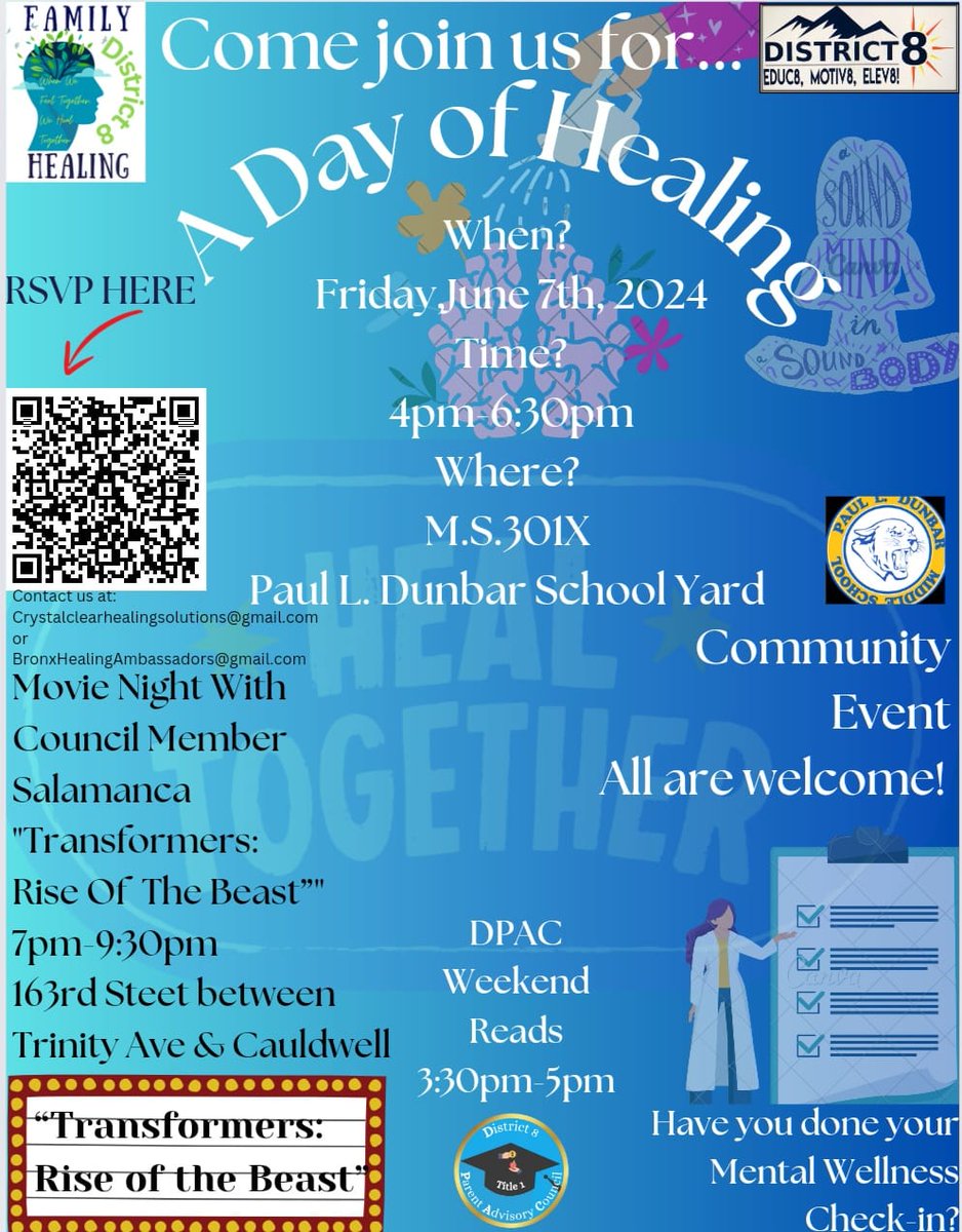 parentpower333x's tweet photo. πRSVP IS STILL OPEN: https://t.co/WCRFmSH3Ub
D8 END OF YEAR EVENTS START TOMORROW! COME THRU AND BRING THE FAMILY βΌοΈ
@PrincipalFarid @Dunbar_MS301 @FamilyHealingCR @LChanelSpeaks @jen_joynt @D8Connect @CECD8Bronx @NYCSchools @tomcsheppard @rimaleft https://t.co/FwIFsXIco3