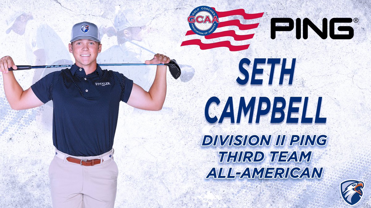 uttylerpatriots's tweet photo. MGOLF | Seth Campbell of @UTTylerMensGolf has been named a Division II PING Third Team All-American! He is the first All-American selection of the Division II era for the program!

RELEASE: https://t.co/SUjOSg9VkI

#SWOOPSWOOP https://t.co/mzNvR62Fui