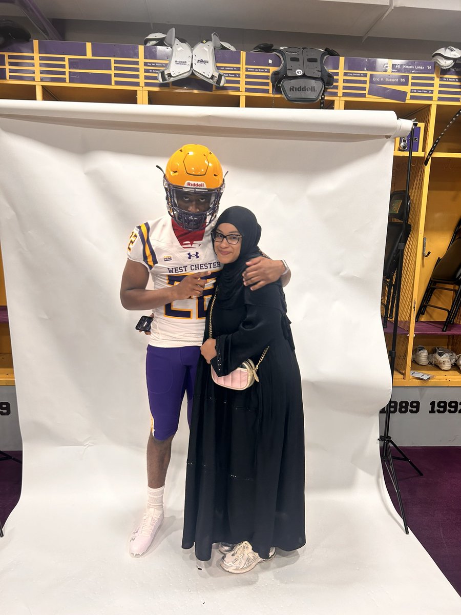 I appreciate <a href="/WCUGoldenRamsFB/">West Chester Golden Rams Football</a> for having me out today and showing me and my family love💯. Look forward to being back soon! <a href="/CoachGToney/">Gerald Toney</a> <a href="/CoachJCurry/">Justin Curry</a> <a href="/WCU_CoachGreco/">Duke Greco</a> #GoRams💛💜