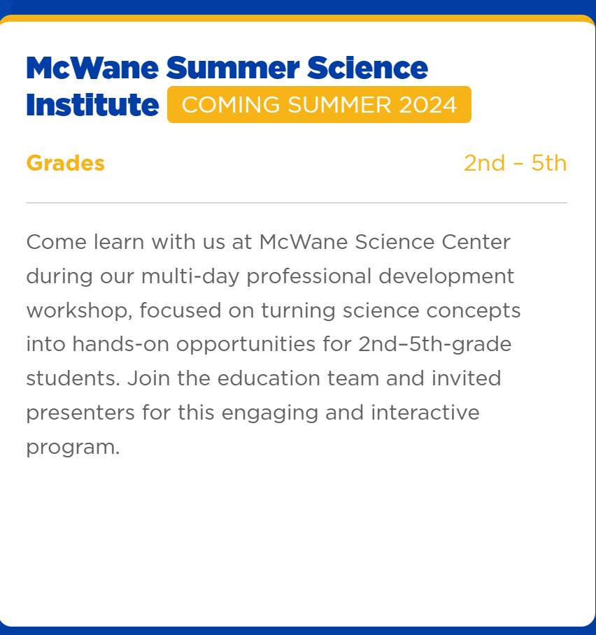 loftonl2935's tweet photo. @Mcwane in Birmingham, AL will be hosting a summer science professional development coming soon! It will target hands on strategies for learning science concepts! https://t.co/EgL7InQ5vq
