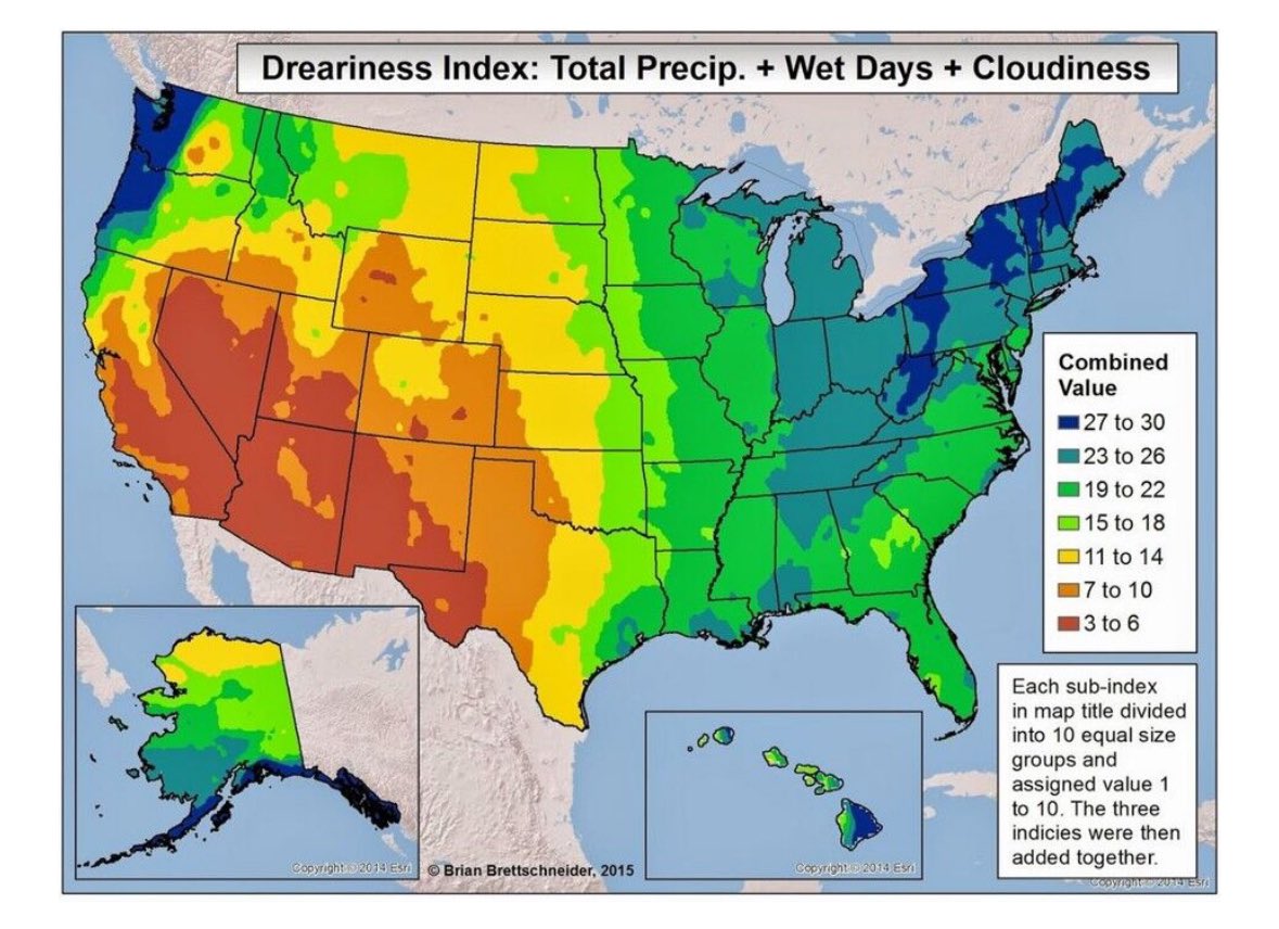 Brownkyl1's tweet image. It has some of the “Most Dreary” weather in the country. Not for the faint of heart: