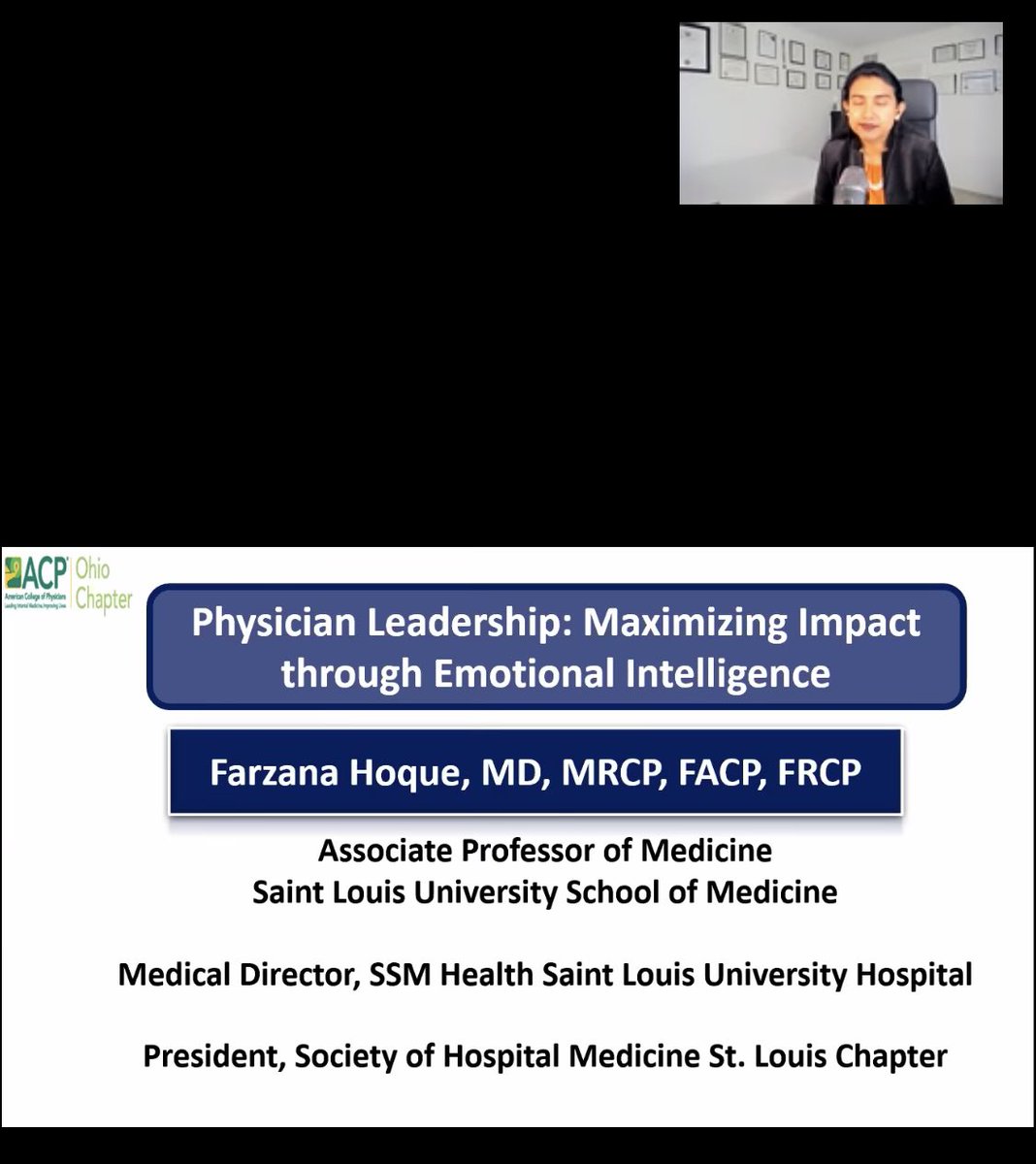 medpedshosp's tweet photo. Dr. @Farzana_HoqueMD has started presenting @OhioAcp Leadership webinar on #Leadership and #EmotionalIntelligence 

@ACPIMPhysicians @SocietyHospMed @DarilynMoyer @SusanHingle @EileenBarrettNM @DrElisaChoi @doctorbecca1 @GortzMD @whinnec @RaedDweikMD @Mud_Fud https://t.co/cpke1d4SnH