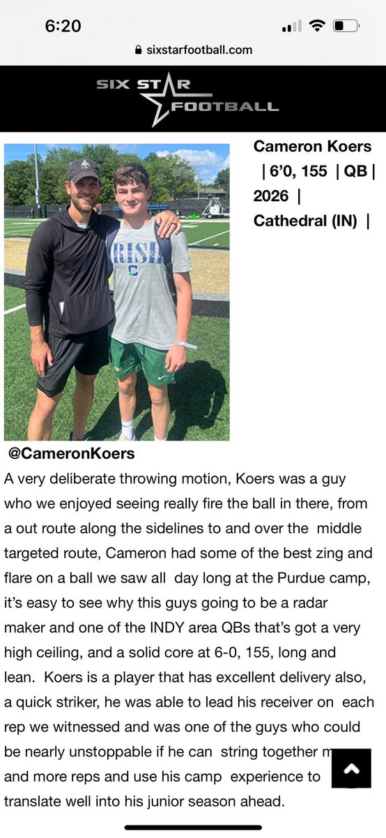 Thank you <a href="/sixstarfootball/">Six Star Football | PLUS+</a> for the write up!
<a href="/xfactorQB/">Anthony Morelli: X-Factor QB Academy</a> <a href="/Coachpeebs/">Bill Peebles</a> <a href="/CoachABarth/">Coach Barth</a> <a href="/CoachJMDaniels/">Josiah Daniels</a> <a href="/CoachFreytag/">Coach Kurt Freytag</a> <a href="/IndianaPreps/">Indiana Preps</a>