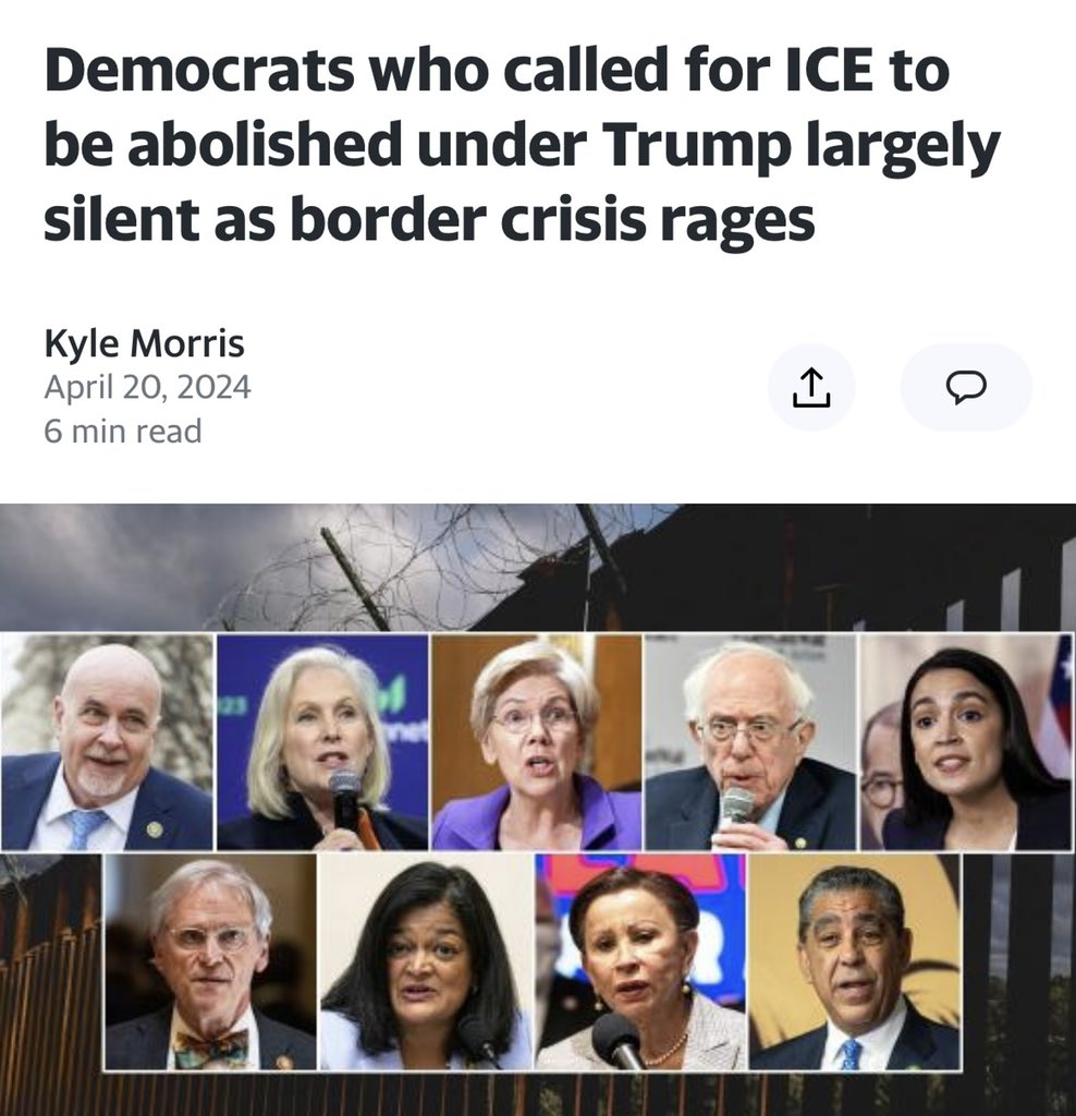 JosetteCaruso_'s tweet photo. A handful of high-profile Democrats in the Senate and House previously supported the notion of abolishing Immigration and Customs Enforcement (ICE) — the agency tasked with enforcing immigration law in communities and at the border.
Despite their previous calls for ICE to be scrapped, there has been little resistance or pushback from Democrats about ICE enforcement under President Biden as the border crisis continues to wreak havoc on U.S. citizens, cities and communities.
Sens. Kirsten Gillibrand of New York and Elizabeth Warren of Massachusetts — two Democrats who sought their party's nomination for president in 2020 — are prominent leaders who previously led calls for ICE to be abolished outright, or broken up during former President Donald Trump's tenure in the White House. In 2018, during an appearance on CNN, Gillibrand said: "I don’t think ICE today is working as intended. . . . I believe that it has become a deportation force, and I think you should separate the criminal justice from the immigration issues."
"I think you should reimagine ICE under a new agency with a very different mission and take those two missions out," she added at the time. "We believe that we should protect families who need our help and that is not what ICE is doing today, and that’s why I believe you should get rid of it, start over, reimagine it and build something that actually works."Warren also took issue with the agency in 2018, writing in a Facebook post in June 2018: "[Trump's] deeply immoral actions have made it obvious that we need to rebuild our immigration system from top to bottom, starting by replacing ICE with something that reflects our values."
Though he didn't directly call for ICE to be abolished, a 2019 plan released by Vermont Sen. Bernie Sanders, an independent who caucuses with Democrats and sought the party's nomination for president in 2016 and 2020, included breaking up ICE and Customs and Border Protection (CBP).
Deportation and enforcement would return to the Department of Justice, customs matters to the Treasury, and naturalization and citizenship to the State Department under Sanders’ proposal. Several House Democrats also called to "terminate" ICE under Trump and expressed their support for the agency to be "abolished."
House Rep. Mark Pocan, D-Wisc., introduced legislation in 2018 that would have led to ICE being "terminated" and called for the establishment of a commission "tasked with establishing a humane immigration enforcement system." It never received a vote in the House.