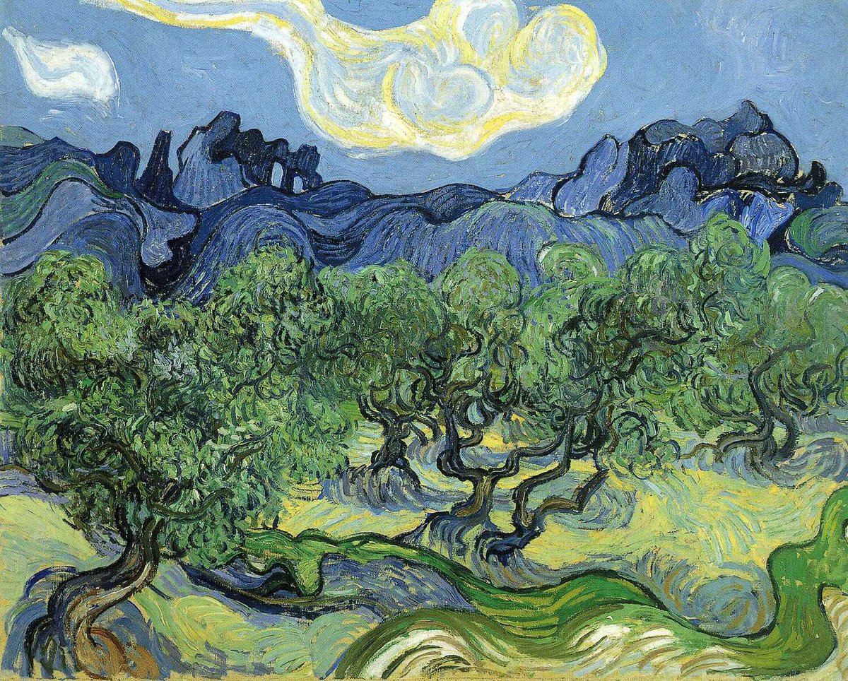 vangoghartist's tweet photo. The Alpilles with Olive Trees in the Foreground, 1889 https://t.co/3NpmTTA9Su https://t.co/aTaz5qq2kJ