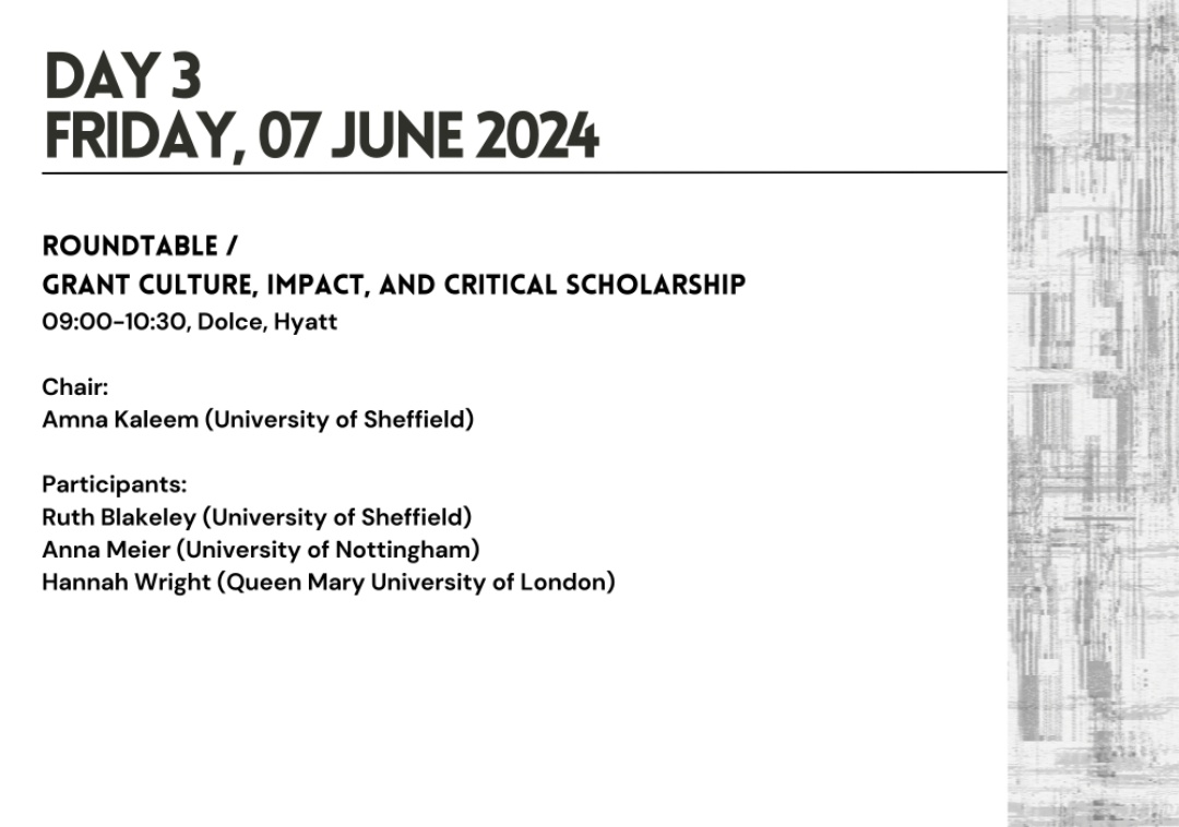 Critical_Terrorism_Studies_WG (@cst_wg) on Twitter photo We've had an excellent #BISA2024 so far! DAY THREE looks like this: first, a roundtable on grants, impact and critical scholarship with <a href="/amna_kaleem/">Dr Amna Kaleem</a> <a href="/ruthblakeley/">Prof. Ruth Blakeley</a> <a href="/AnnaMeierPS/">Anna Meier</a> <a href="/hannahlwright/">Hannah Wright</a> We've had an excellent #BISA2024 so far! DAY THREE looks like this: first, a roundtable on grants, impact and critical scholarship with <a href="/amna_kaleem/">Dr Amna Kaleem</a> <a href="/ruthblakeley/">Prof. Ruth Blakeley</a> <a href="/AnnaMeierPS/">Anna Meier</a> <a href="/hannahlwright/">Hannah Wright</a>
