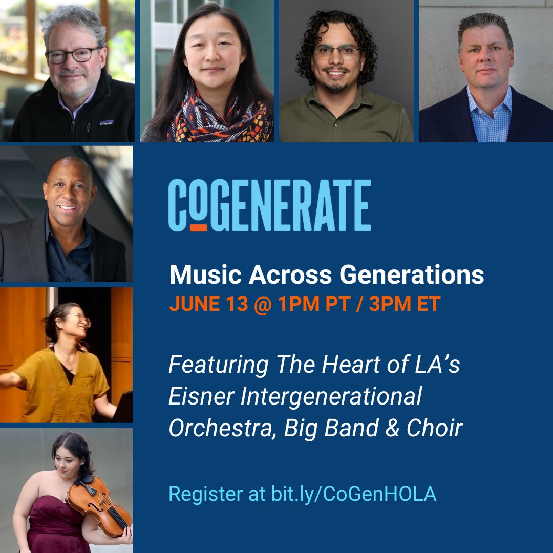 Excited to partner with our friends at CoGenerate to showcase the incredible work of Heart of Los Angeles' Eisner Intergenerational Music Programs! Join us for this great virtual event - register here: bit.ly/CoGenHOLA