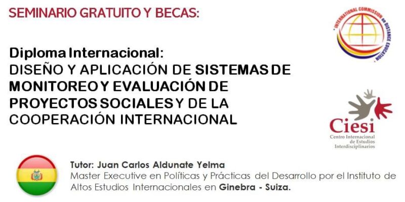 Seminario gratuito y becas para Diplomado Internacional: Monitoreo y Evaluación de Proyectos Sociales y de Cooperación Internacional.
Inscripciones: ciesi.net/index.php/ejes…