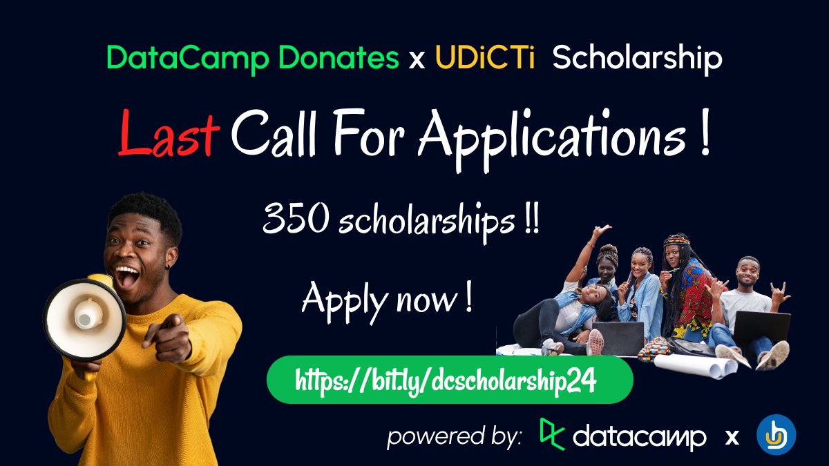 __AlexMkwizu's tweet image. Hello #twitterfam sharing that this will be the last month offering the #dcdonates Datacamp scholarship currently we have over 280 youths learning with data and AI skills. Please share this to communities out there!! We would love to impact more Tz youths.
bit.ly/dcscholarship24