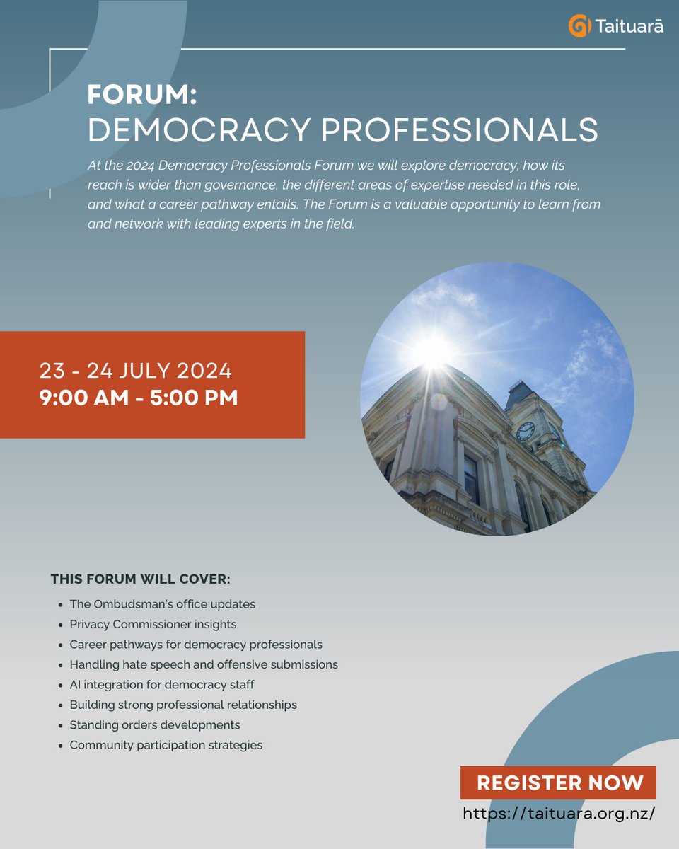 We're excited to launch the programme for our 2024 Democracy Professionals Forum. We will explore democracy, how its reach is wider than governance, the different areas of expertise needed in this role, and what a career pathway entails. Register today: tinyurl.com/4pad227a
