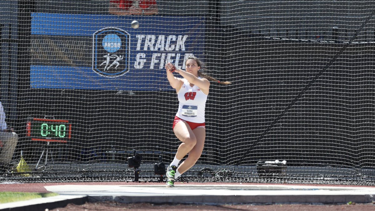 BadgerTrackXC's tweet photo. Wrapping up her Badger career on the top stage in @NCAATrackField! 

Congrats to Olivia Roberts on finishing 17th in the women’s hammer at the NCAA Championships with a mark of 203-0!

#Badgers || #OnWisconsin https://t.co/1GPtPQvIhY