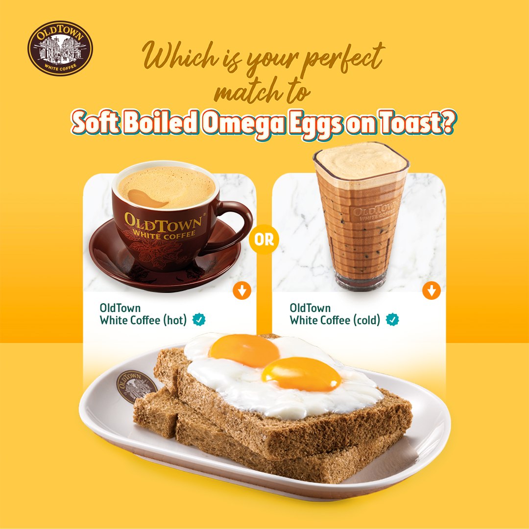Treat yourself to a nutritious breakfast with OLDTOWN White Coffee and Soft Boiled Omega Eggs on Toast! Do you prefer your White Coffee hot or cold? Drop your favorite breakfast combo in the comments!

#OldTownWhiteCoffee #KopiDuluMakanDulu