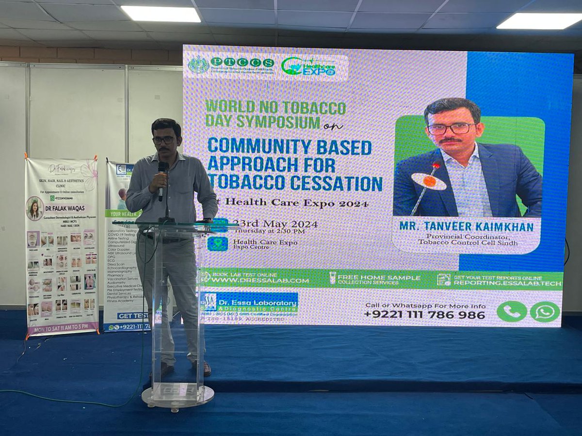 PTCCSindh's tweet photo. PTCCS organized 
a Session on Community-Based Approach for Tobacco Cessation at Health Expo 2024 @FCTCofficial @federal_tcc @khashmi76 @exposetobacco @WHO @VitalStrat @Apandey_07 @tanveerHRYO https://t.co/VsT5RQQsgW