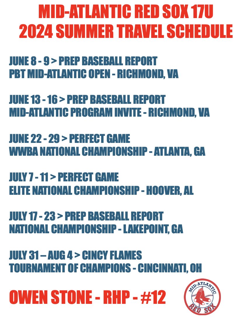 Excited to kick off the Summer season with the <a href="/MARedSox/">Mid-Atlantic Red Sox</a>. <a href="/WilsonVBaseball/">Jackson Reed Tigers Baseball</a>