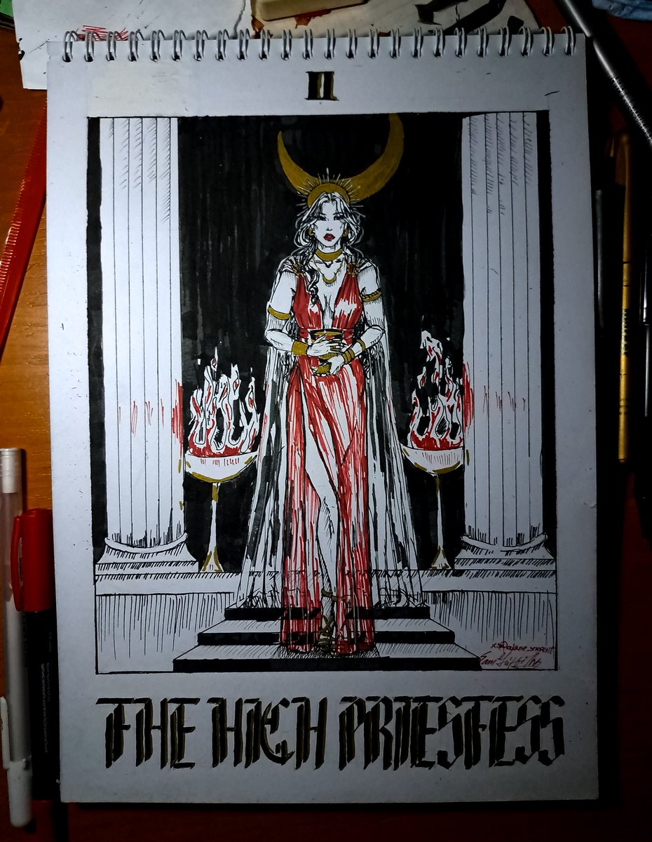 akane_serpent's tweet photo. To keep the goddess on my side 
She demands a sacrifice 

                  Hozier - Take Me To Church 

Tarot series https://t.co/8I5GQhwdDt
