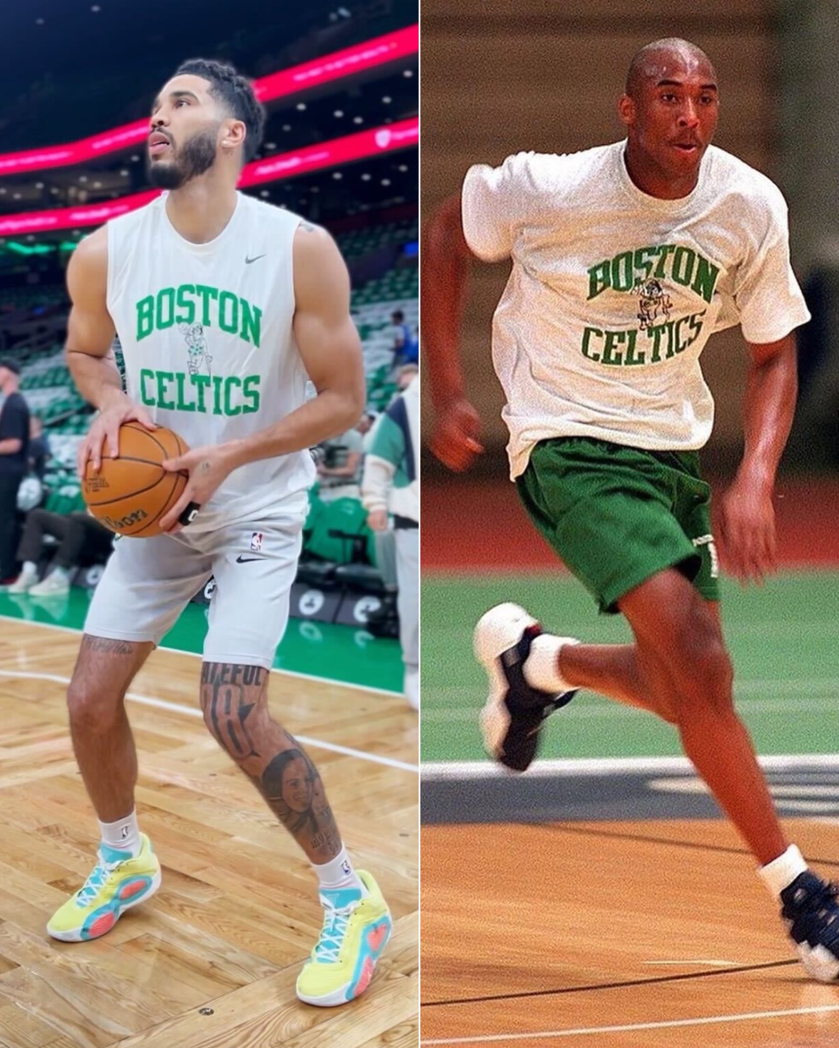 Bleacher Report on X Jayson Tatum brought back the Celtics shirt that Kobe wore during his Boston workouts for Game 1 https t C3U4Jhdyan X