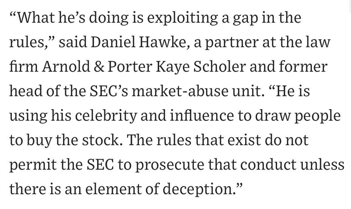 NateGeraci's tweet photo. Lawyers say unlikely SEC could bring case against Roaring Kitty…

“What he’s doing is exploiting a gap in the rules.”

Btw, had no idea Kitty was previously Chief Compliance Officer at an investment advisory firm. Hilarious.

via @aosipovich https://t.co/JAz8pOHQZi