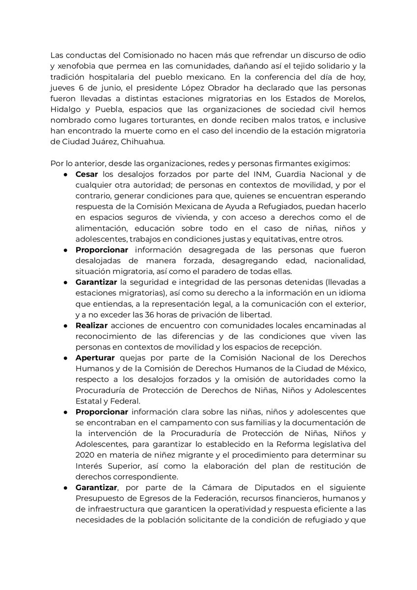 GTPM_MX's tweet photo. 🎫#Boletín| Diversas organizaciones de la Sociedad Civil respaldan la labor de documentación del Grupo de Monitoreo @frontera_centro y se unen para exigir justicia ante los desalojos de la noche del 5 de junio.

📲https://t.co/jxkP888Ubr https://t.co/7ksdZ237xT
