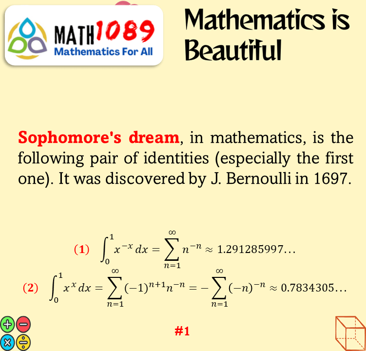 Math1089_9801's tweet photo. Sophomore's Dream
See here https://t.co/bItFJ1fd1A
#math1089 #math #maths #mathematics #mathtutor #mathstudent #Mathclock #mathteachers #mathtutoring #mathskills #sophomore #dreams #sophomoredream https://t.co/IcrJWtxAYr
