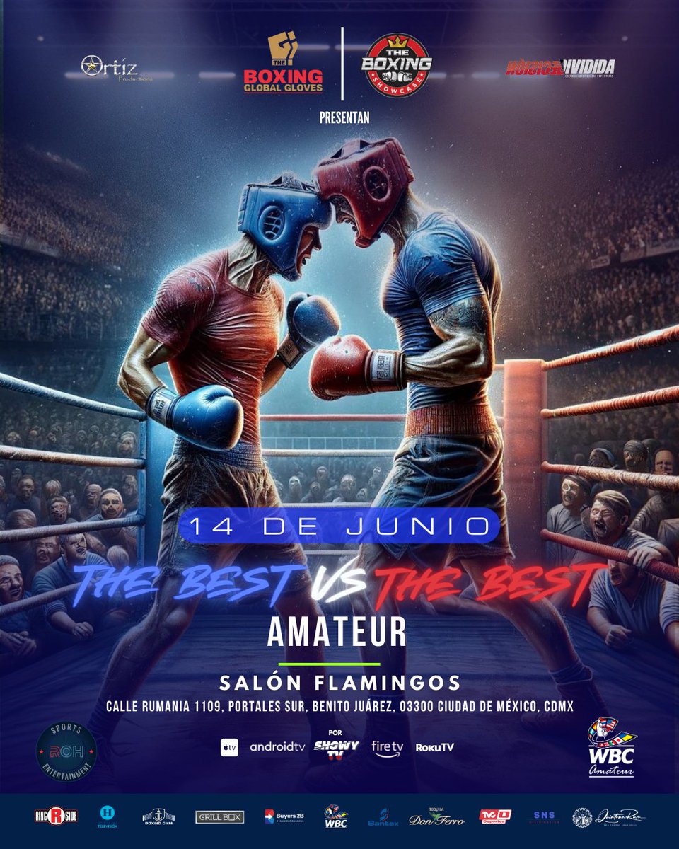 ¡Todo listo para el torneo amateur "The Best vs The Best"! 🥊✨
 Nos vemos este 14 de junio en el Salón Flamingos,  En breve subimos las llaves para que apoyes a tu campeón. ¡No te lo pierdas!
#Boxeo #MarcoAntonioBarrera #TorneoAmateur #CDMX #AlcaldíaBenitoJuárez #BoxeoEnVivo