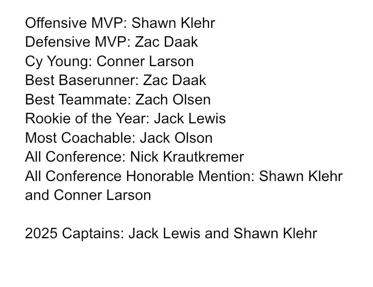 HubmenBaseball's tweet photo. Congrats to our award winners for this season! @NicholasKrautk1 @jlewww9 @Daak3324 @ConnerLarson3 @KlehrShawn @ZachOls38007032 #twitterlessJO https://t.co/LYmEaYJ2rD