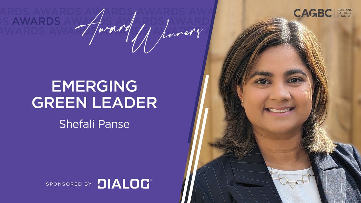 CAGBC (@cagbc) on Twitter photo Considered a leader among her peers on sustainability topics for her passion, communication versatility and creativity, Shefali Panse is the recipient of the 2024 #CAGBCAward for Emerging Green Leader. Congratulations Shefali! Thanks to <a href="/DIALOG/">DIALOG</a> for sponsoring this award. Considered a leader among her peers on sustainability topics for her passion, communication versatility and creativity, Shefali Panse is the recipient of the 2024 #CAGBCAward for Emerging Green Leader. Congratulations Shefali! Thanks to <a href="/DIALOG/">DIALOG</a> for sponsoring this award.