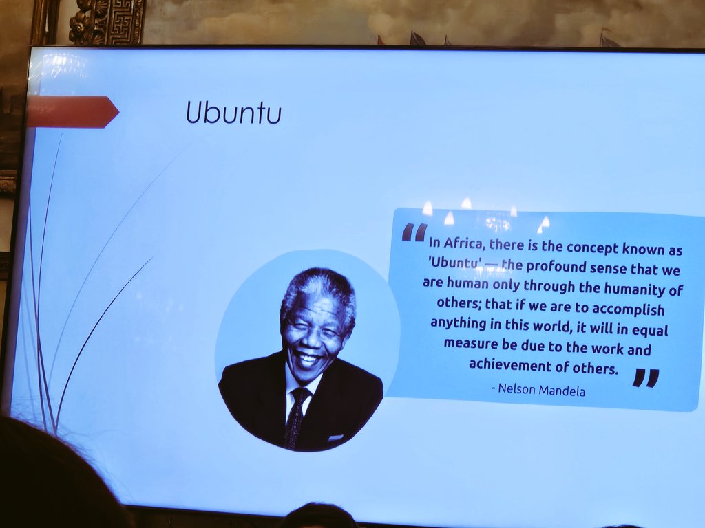 MelvinaStober's tweet photo. Ubuntu! A great finish with this lovely quote @ the Greenwich Leaders Summit, Trafalgar Tavern. Succinct 5 mins summary by @abimfadipe about herself, @OxleasCEO and @OxleasNHS Fantastic  networking with colleagues across Greenwich. We just couldn't stop chatting @Matheson1234 https://t.co/PkHVrrhA0m