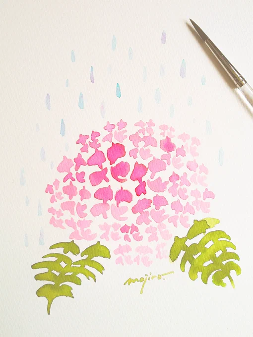 「花」26コ「華」2コでアジサイを描きました#紫陽花 #あじさい #梅雨 #文字絵 
