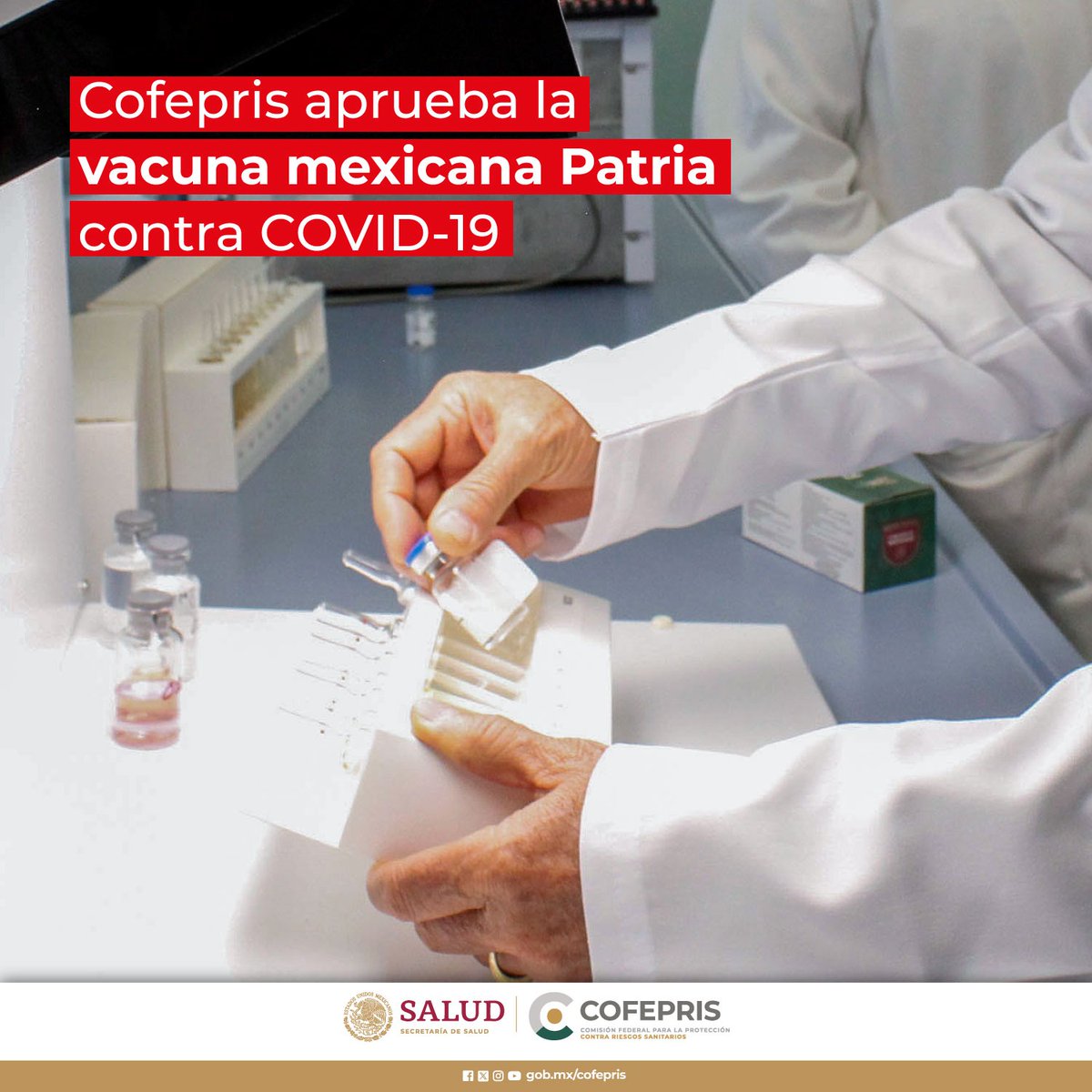 COFEPRIS's tweet image. Cofepris aprueba la vacuna mexicana Patria contra COVID-19.

👉bit.ly/3KzeTGi