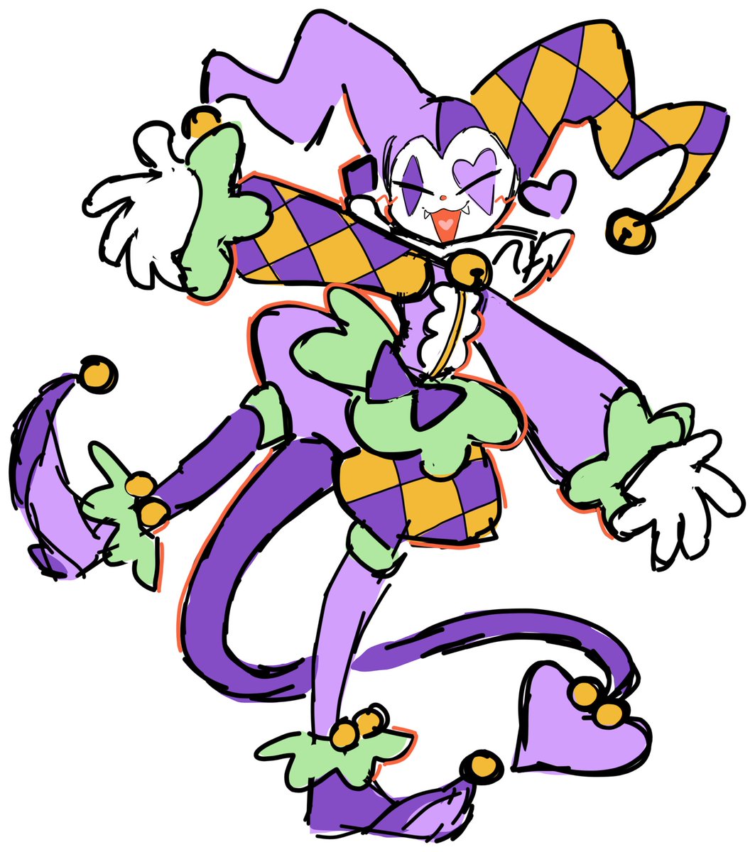 Agent_DINKY's tweet photo. Silly jester! Round 2! 💜💛💚 https://t.co/xNfWYN8ZoW