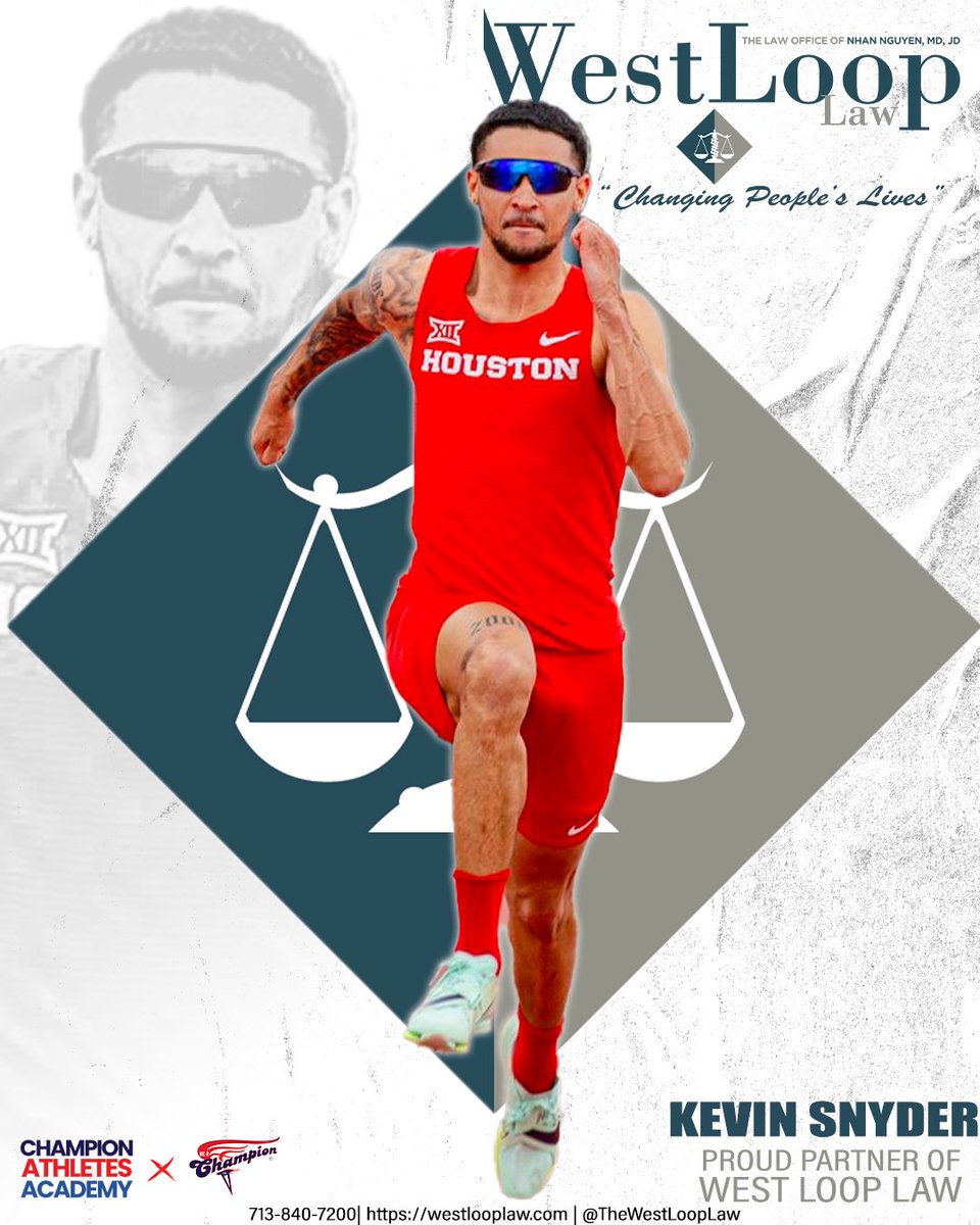 _KevinSnyder's tweet photo. Thrilled to join forces with @bacchampionathlete &amp; @westlooplaw! Our partnership is all about setting new records and #ChangingPeoplesLives.

Let’s jump to success together! 💥⚖️ @beachampioninc
 @houstoncougars
@UHCougarTF https://t.co/OowOOjNTdb