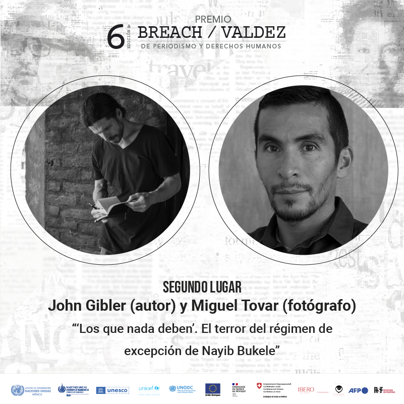 🥈John Gibler y Miguel Tovar reciben el Segundo Lugar en la 6ta edición del Premio Breach/Valdez en la categoría de Derechos Humanos por su trabajo "´´Los que nada deben´. El terror del régimen de excepción de Nayib Bukele"➡️lnk.bio/s/072f9