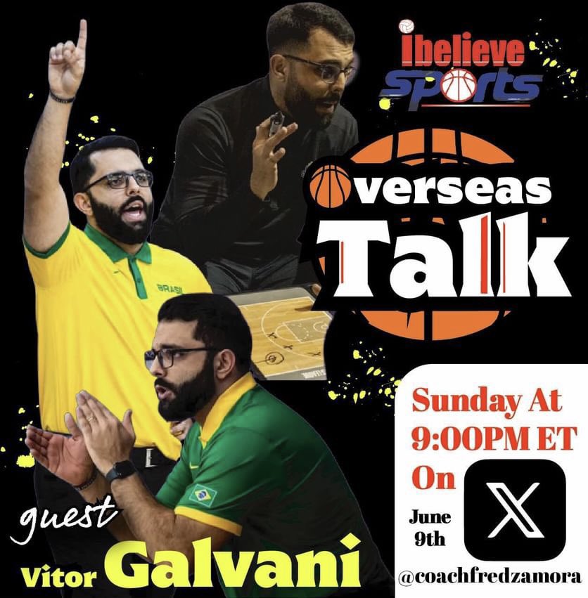 Our next guest on 🏀verseas Talk is <a href="/Galvani_Cardoso/">Galvani</a> ! Coach Galvani is an assistant coach/ defensive coordinator in the NBA G League for the Mexico City Capitanes 🇲🇽 and has also coached with the Brazilian National Team 🇧🇷. He brings a variety of experience. Tune in Sunday!