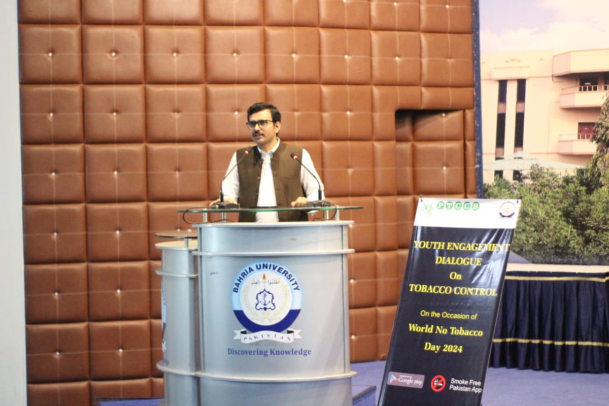 PTCCSindh's tweet photo. PTCCS WNTD'24 | Youth Engagement Dialogue on Tobacco Control was organized at Bahria University by Provincial Tobacco Control Cell @BahriaOfficial #PTCCS #WorldNoTobaccoDay #tobaccofreegeneration #tobaccofreesindh @FCTCofficial @WHO @VitalStrat @khashmi76 @federal_tcc @Apandey_07 https://t.co/4Jn8qgjO7h