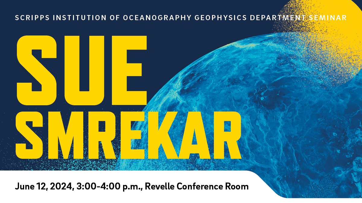 IGPP invites you to its seminar featuring JPL/Caltech senior research scientist Sue Smrekar who will present "Venus: A Once and Future Earth?" WED June 12, 3pm. More info: igpp.ucsd.edu/special-semina…