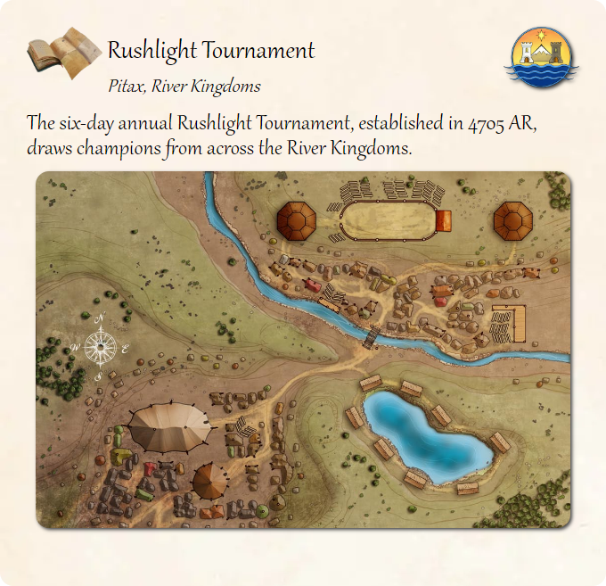 GolarionToday's tweet photo. Rushlight Tournament
#Pitax #RushlightTournament #RiverKingdoms #4705AR
https://t.co/HuTiKjgxJO
The six-day annual Rushlight Tournament, established in 4705 AR, draws champions from across the River Kingdoms. https://t.co/jLHCf8gh6f