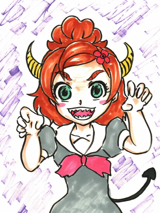 #悪魔の日1日遅れの過去絵。 