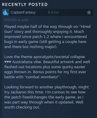 DropBearBytes's tweet image. Broken Roads has received only positive reviews on Steam since the 1.2 patch went live. A huge thanks to everyone who has played and enjoyed @BrokenRoadsGame. Every review makes a difference!