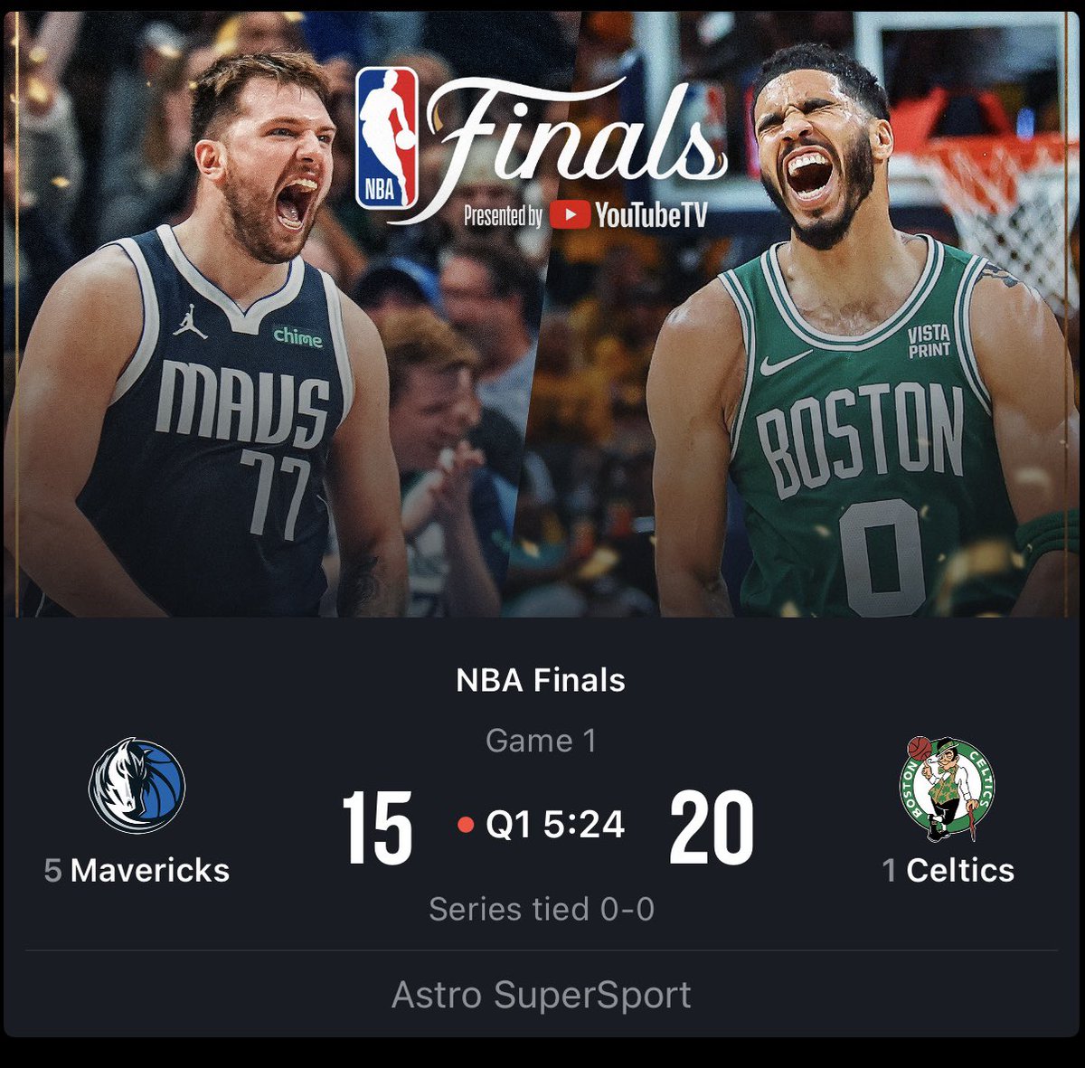 __mCky's tweet photo. Hello @stadiumastro 4 minutes left for the 1st quarter of NBA Finals. Why such delays? I paid money to watch it live 🤷🏽‍♂️ https://t.co/owokpyMDEw