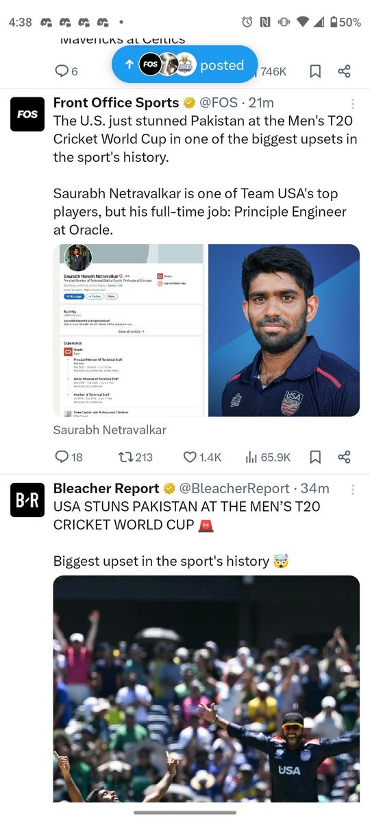 WinTheDay848's tweet photo. This full time engineer just upset the entire sports world and made history. 🤯Most people have never heard of him. Wild. 

#PakvsUSA #cricket #Netravalkar https://t.co/py9yAcXvXN