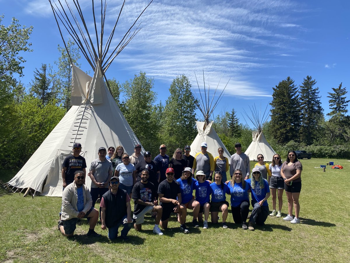 YMCA_Calgary's tweet photo. Thank you to our amazing volunteers from TC Energy and Gibson Energy who joined us this week to raise 3 tipis at YMCA Camp Riveredge. We are now all ready for our campers this summer - thank you for your help! https://t.co/MCbxQ7SAzi